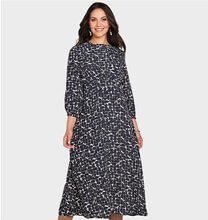 3/4 Sleeve Gathered Print Viscose Crepe Dress - LS636